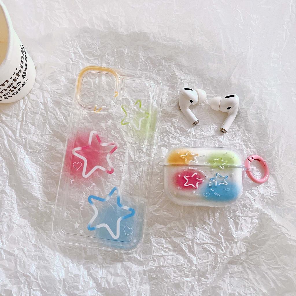 Ins Stars Happy Gradient Colorful Love Heart Силиконовый мягкий беспроводной чехол для наушников Bluetooth для Apple Airpods 2 3 Pro 2nd 1 Capa