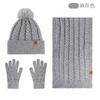 Winter knitted hat scarf gloves three-piece set double-layer piled thickened warm wool knitted hat wheat ears