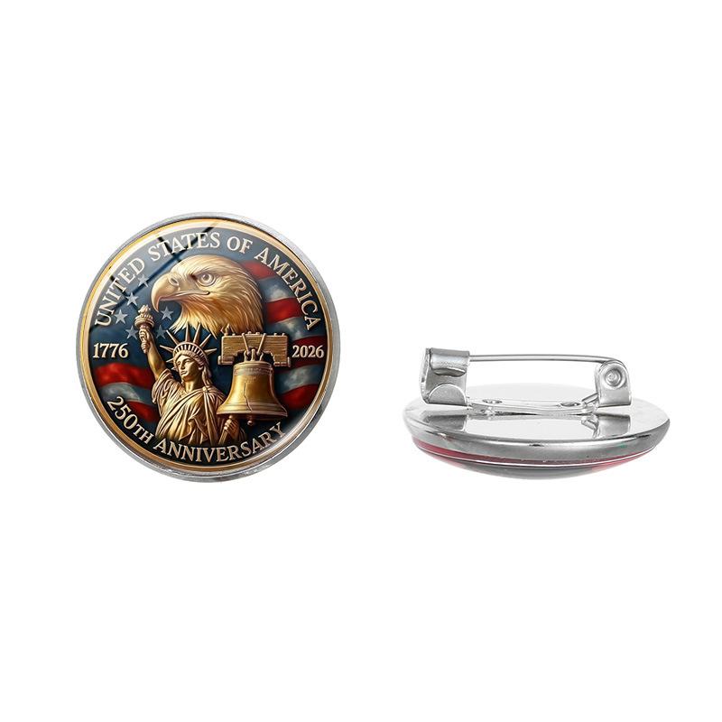 2026 American Independence 250th Brooch, Alloy Celebration Badge July 4th Decorative Pin