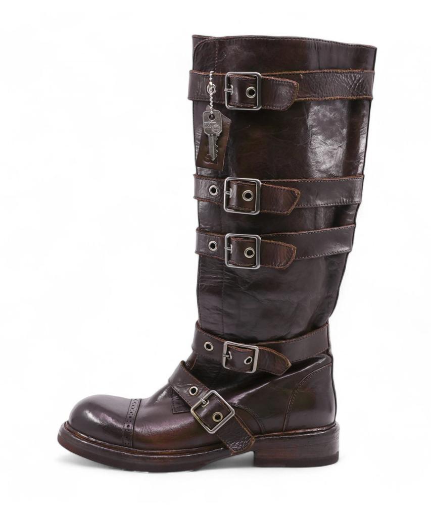 Yase Gelabi X Yase Washing Cow Cap-Toe Long Boots Brown