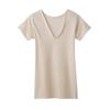 Gunze KQ5050 Sleeve Made In Calm Size M Women's V-Shaped 3/4 Underwear, Japan, 100% Cotton, Beige,