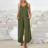 Женские комбинезоны, летние комбинезоны без рукавов с рюшами и V-образным вырезом, расклешенные широкие брюки, комбинезоны с карманами