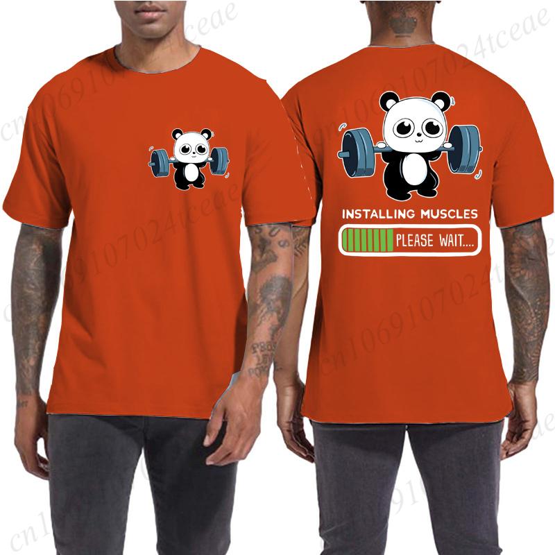 Panda Gym T-Shirt, Cute Panda Installing Muscles Shirt T-Shirt Funny T-Shirt Harajuku Tee Men Brand T-shirt Tshirt Summer Tees