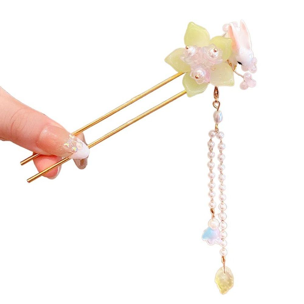 Ancient Style Antique Fringe Hairpin Classic Pendant Hair Stick Peach Blossom Hairpin  Girls