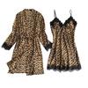 Комплект из кружевной майки и шорт с леопардовым принтом: Сексуальная женская одежда для дома и нижнее белье.