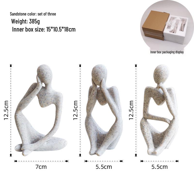 Nordic Minimalist Silver Thinker Sculpture for Home and Hotel Decor