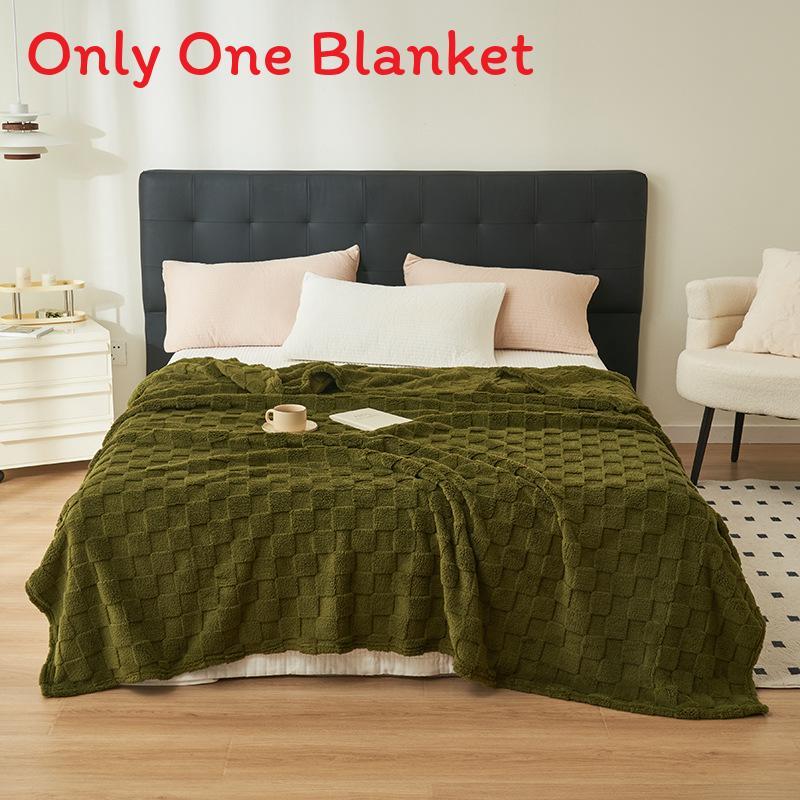 Multicolor Waffle Fleece Throw Blanket For Home Comfort And Warmth