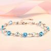 Women Bracelet Heart Shape Charm Blue Rhinestone Adjustable Length Alloy Ocean Theme Wrist Jewelry Holiday Birthday Gift