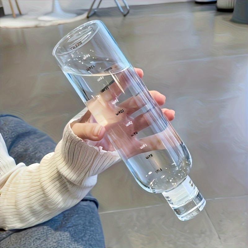 Прозрачная герметичная спортивная бутылка для воды, минималистичный противоударный дизайн со шкалой времени, спортивная чашка для улицы, дорожный кувшин для воды