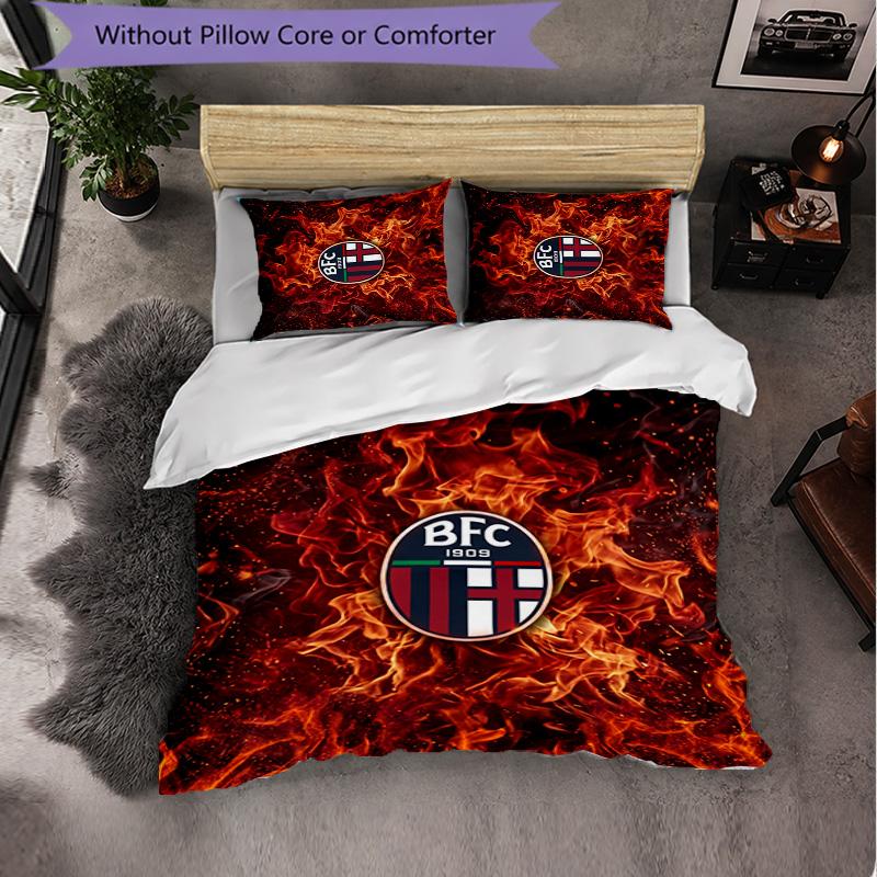 Bologna FC Themed Bedding 3Pcs Duvet Cover Set Decorative Bed Linen For Teen Room Home Decoration