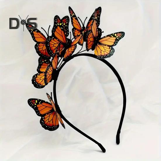 Женская повязка на голову с разноцветными бабочками, декор для свадебных волос, вечеринки, косплей, Хэллоуин, аксессуары для волос