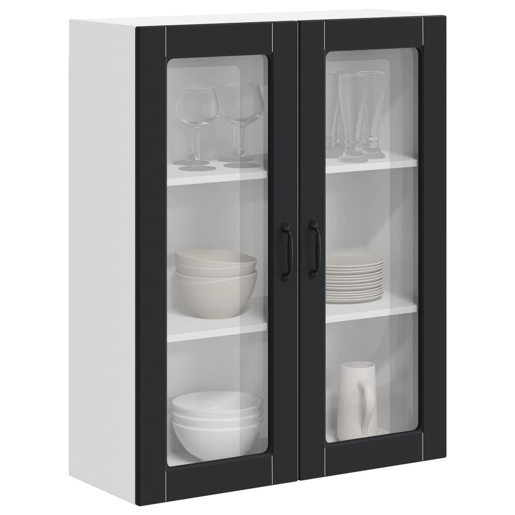 Glass Wall Cabinet LUCCA Black 80 x 31 x 100 cm Particleboard