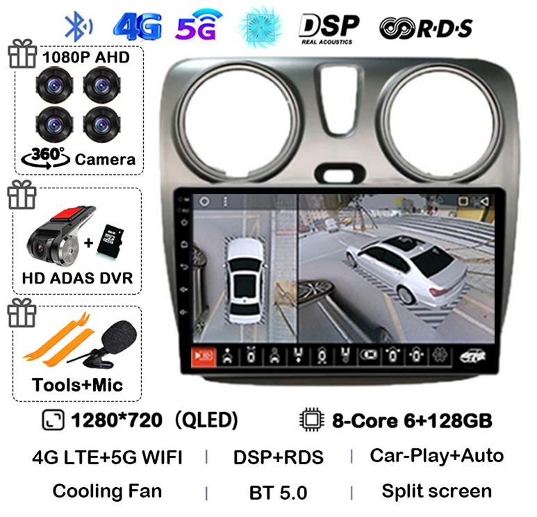 Android 14 Auto Carplay Car Radio для Renault Lodgy Dacia Dokker 2012 - 2020 Мультимедийный видеоплеер Навигация GPS 360 камера