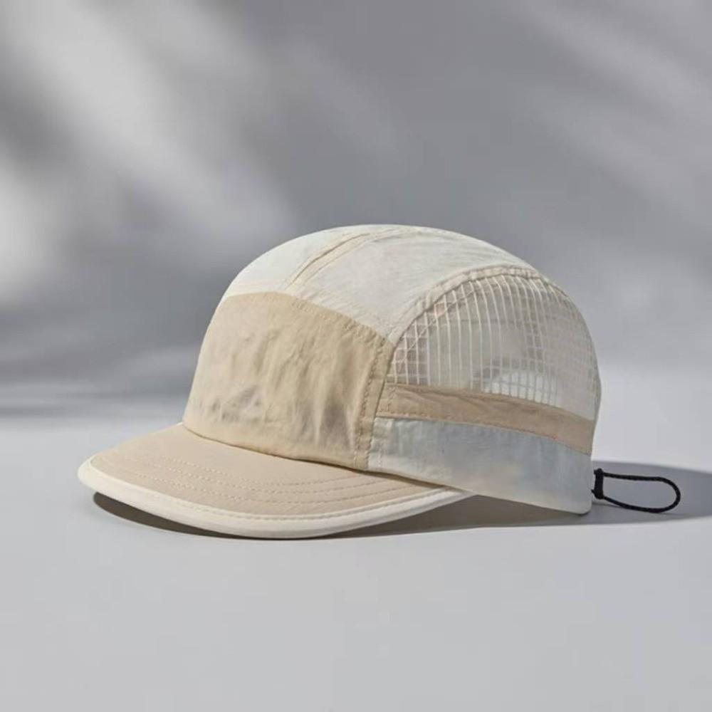 Color-Blocked Quick-drying Baseball Cap Retro 5-panel Soft Brim Breathable Peaked Cap Hip Hop Adjustable Mesh Running Caps