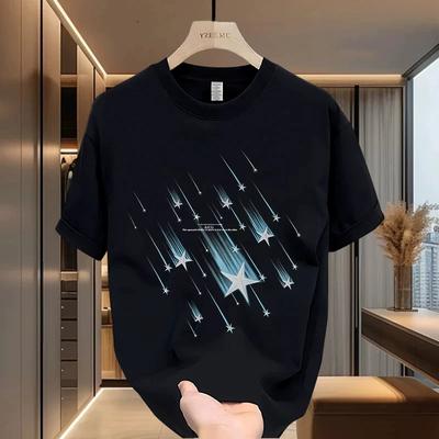 Men High Quality Cotton T Shirt Short Sleeve Crew Neck Casual Solid Color Top Soft Breathable Basic Tee for Summer Wear