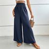 Casual Trousers Summer New Style for Women's Texture and Elastic Waist Wide-leg Pants