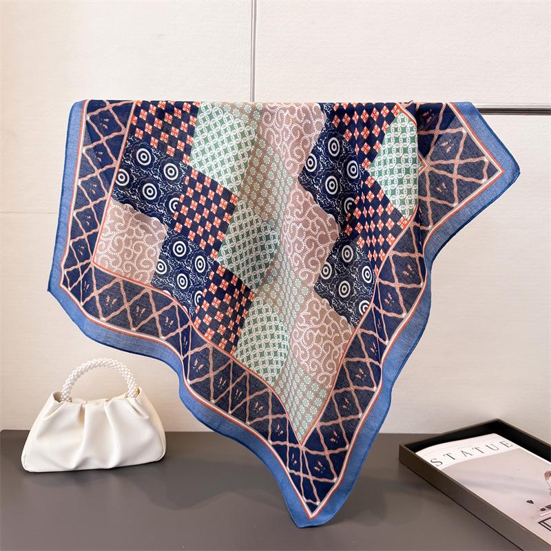 Горошек Стиль Елочка Узор Хлопок И Лен Маленький Квадратный Шарф Шелковый Шарф Имитация Бархата Головной Платок Шаль Шарф для Защиты от Солнца Женский Шарф