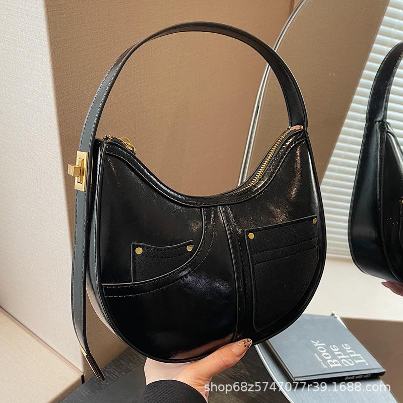 European and American retro underarm bag women's new niche fashion versatile crescent bag high-end single shoulder handbag tide