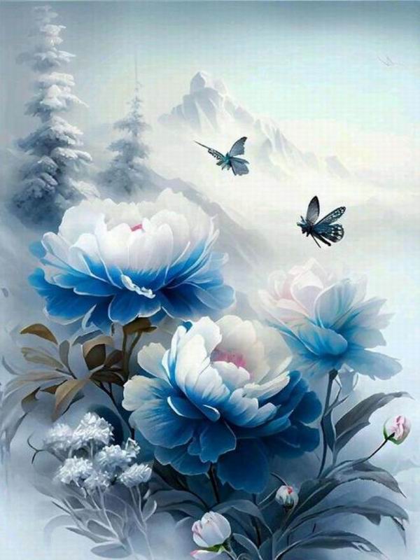 Алмазная картина, новая коллекция 2024, зимняя Пион-бабочка, сделай сам, полная вышивка стразами, цветочная мозаика, наборы для вышивки крестом, Настенный декор