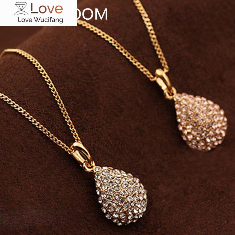 Высококачественная модная бижутерия для женщин, ожерелья, подвески, хрустальное золото - цветное ожерелье с подвеской в виде капли воды