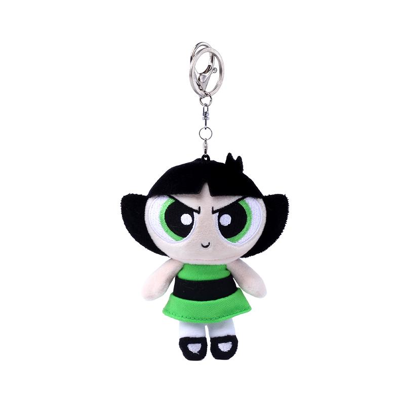 Kawaii Anime The Powerpuff Girls Blossom Bubbles Buttercup 12cm Pp Cotton Filled Plush Keychain Cartoon Pendant Doll
