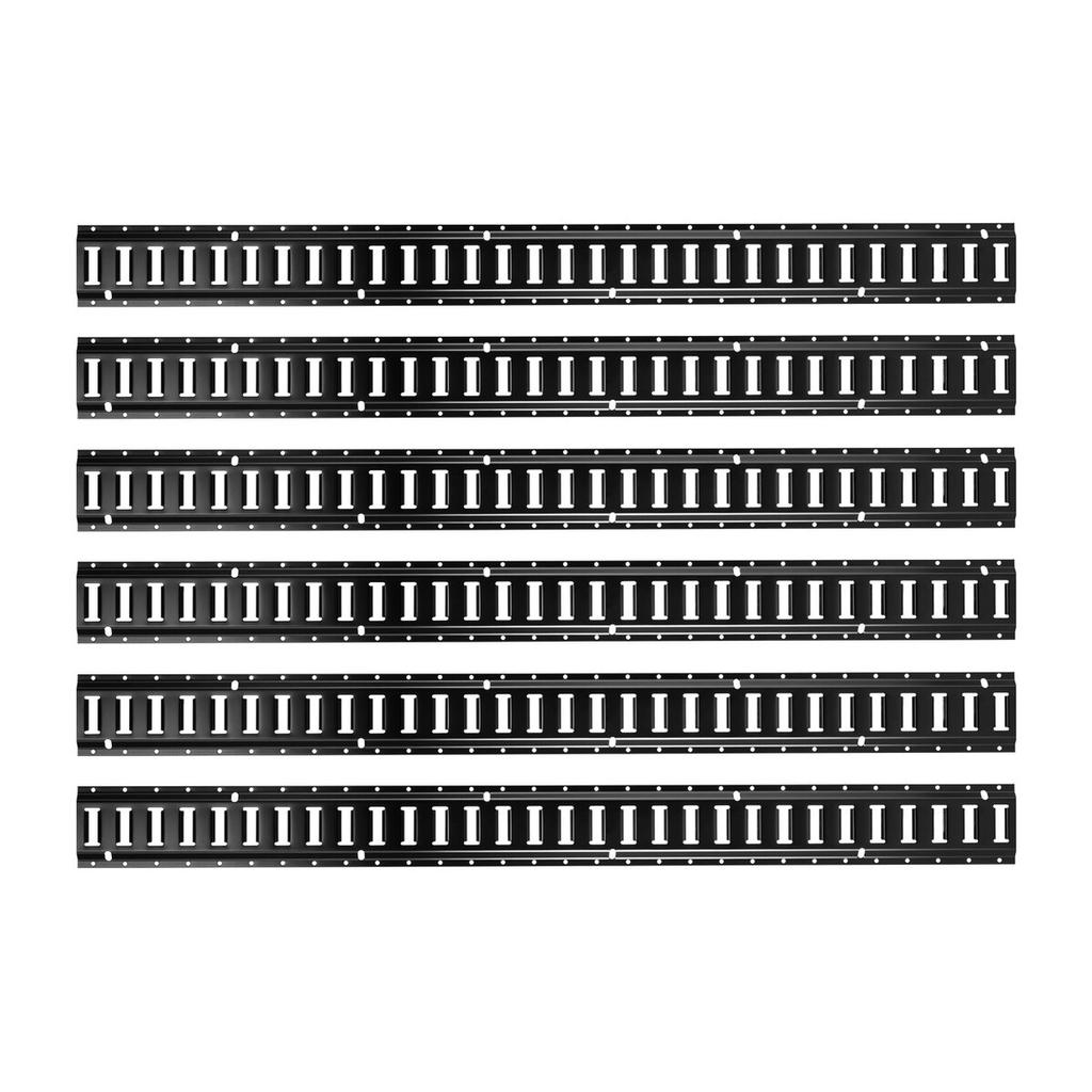 E-Track Tie-Down Rail Kit, 6 Pack 1.5 m E Track Rails, 26 Pcs Includes 2 Ratchet Straps & 6 O-Rings & 6 Tie-Offs with D-Ring & 12 End Caps, Fit for