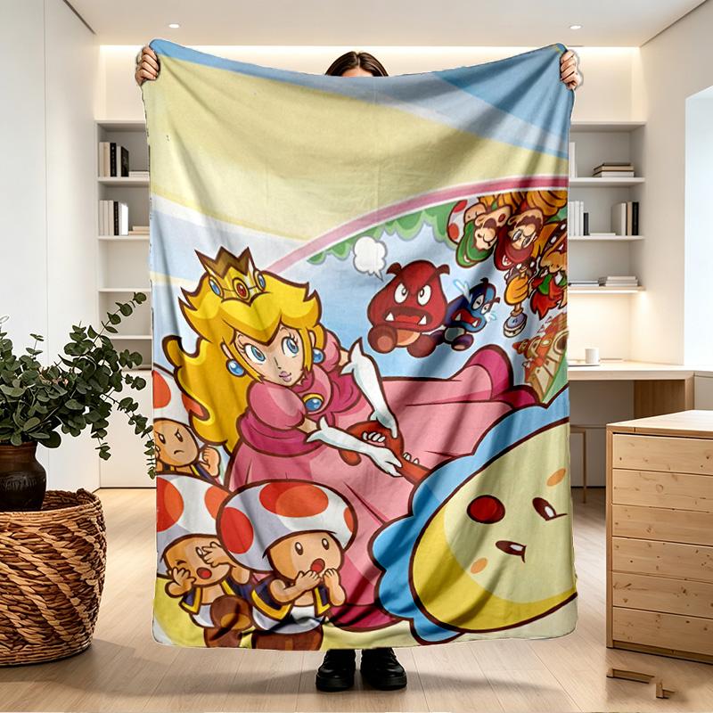 Princess Peach Toadstool Print Blanket - Soft & Comfortable, for Bedroom, Travel, Sofa, Home Decoration - Birthday Christmas Gift for Friend