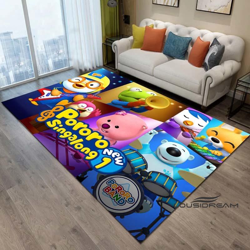 2026Cartoon P-Pororo-Park Pattern Carpets 15 Sizes Living Room Bedroom Bedside Floor Mat Area Rug Kid's Room Play Mat Home Decor
