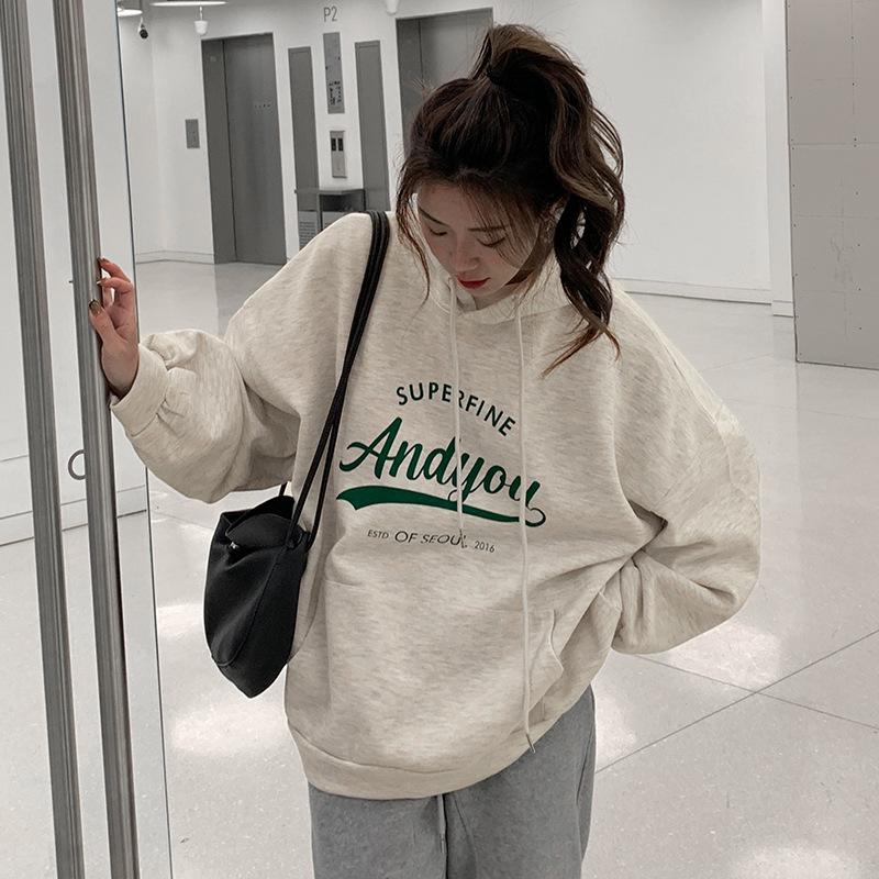 Cotton-inclusive Harajuku Style Sweatshirt for Women Korean Style Loose Casual Top Hong Kong Style Base Shirt for Students Women's Clothing