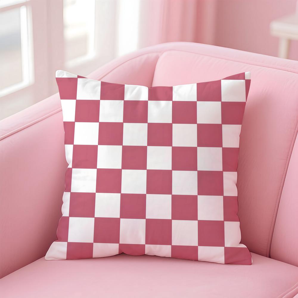 Artistic Chessboard Style Printed Cushion Cover Linen Pillowcase Cover Soft Decor for Sofa Home Room
