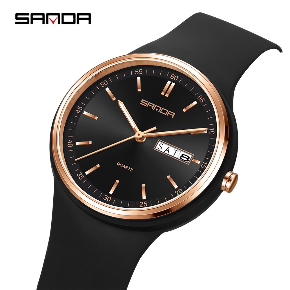 SANDA Top 6213 Male and Female Student Watches Casual Simple Dual Calendar Fashion Male and Female Student Quartz Watches