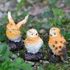 Mini Owl Branch Garden Ornaments Resin Crafts Fairy Garden Dollhouse Moss Micro Landscape Bonsai Decorative DIY