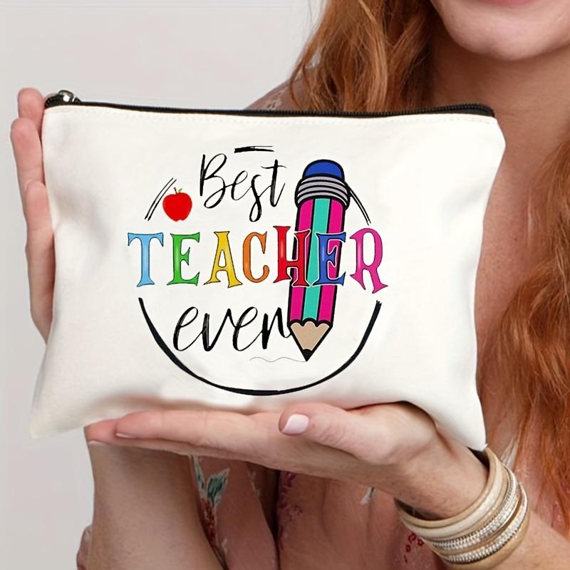 1pc Teacher Love Inspire Print Cosmetic Bag, Women Makeup Bag Pouch Travel Toiletry Organizer, Back To School Teacher Gift