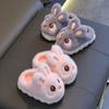 Kids Plush Bunny Ears Slippers Warm Fleece Lined Non-Slip Infant Toddler Boys Girls House Shoes