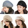 Ladies Winter Pile Hat Baggy Knitted Solid Color Elastic Retro Style Women Cap Anti-slip Warm Beret for Outdoor Activities Daily Wear