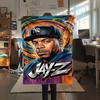 1PC Top Rap Print FlAannel Blanket, High quality Comfortable for All Seasons, Home Decor, Warmth and Comfort