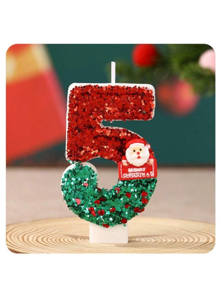 Christmas 0-9 Number Candle 3D Page Cartoon Character Children Party Cake Plug-in Birthday Cake Decoration Gift