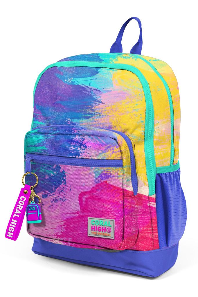 Школьный рюкзак с четырьмя отделениями Coral High Kids, красочный с рисунком аэрографа, 23738
