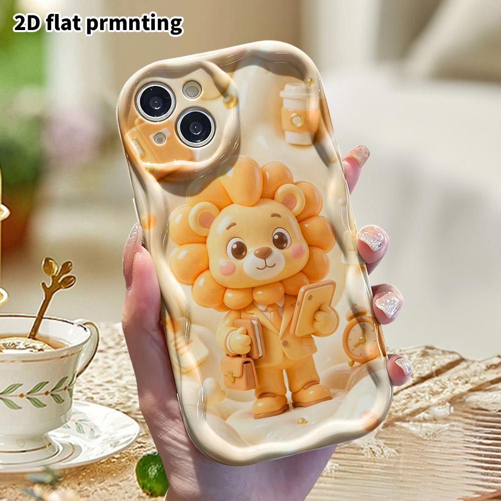 Phone Case: 2D flat design suitable for iPhone 18 17 16 15 14 13 Pro protective case, little office lion, perfect Christmas and Halloween holiday gift