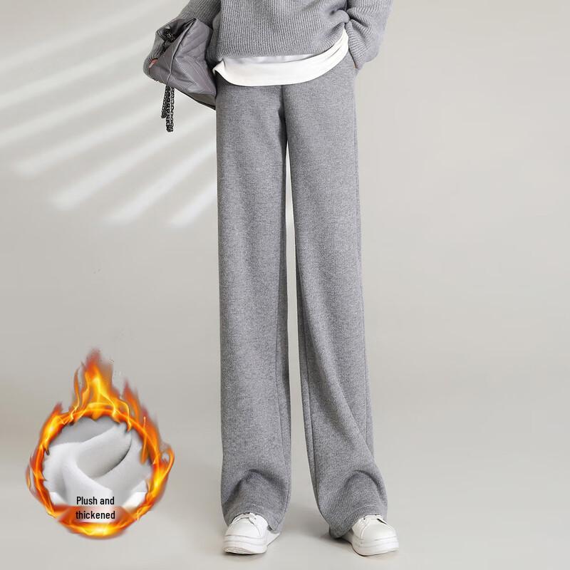 Women's High Waist Plush-Lined Straight Leg Casual Pants