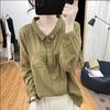 Женская одежда Лонгслив с воротником поло однотонный офисный стиль для леди-коммутера весна-осень свободный винтажный на пуговицах с карманами рубашка