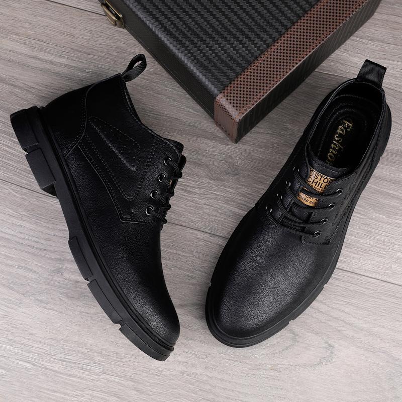 Winter Boots Men Sneakers Genuine Leather Warm Fur Ankle Boots Casual Shoes Men's Ankle Boots Cowboy Tooling