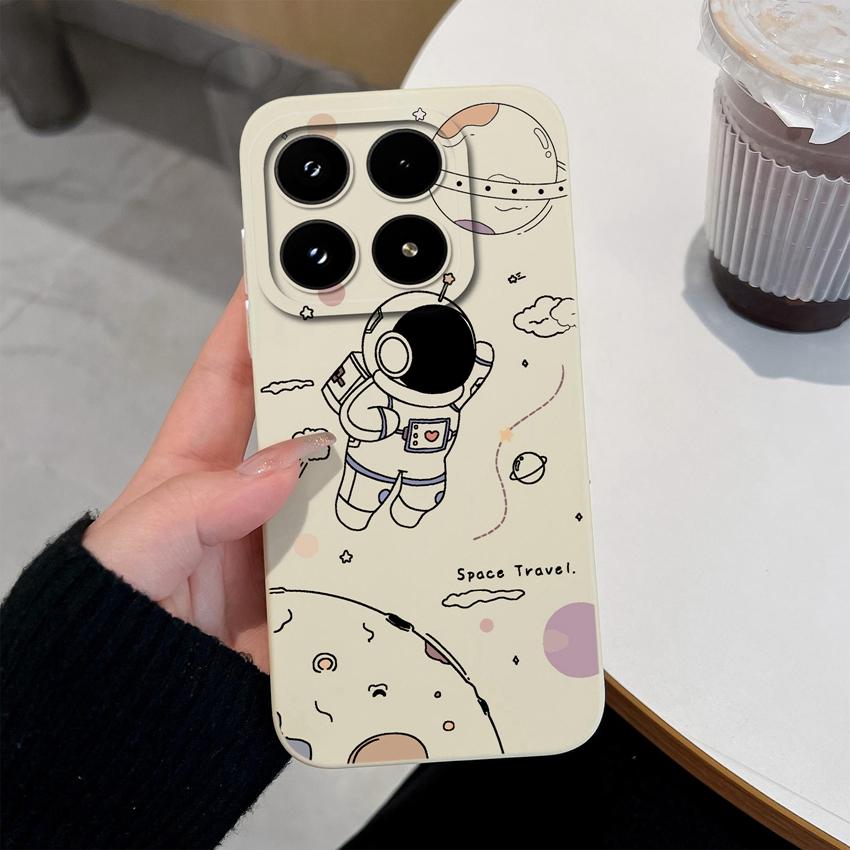 Милый Чехол для Телефона Астронавт на Луне Для Xiaomi 17 15 15T 14 14T Pro Poco C71 C75 M7 M8 F7 F8 Мягкий Жидкий Силикон Противоскользящий Корпус Для Чехлов Xiaomi