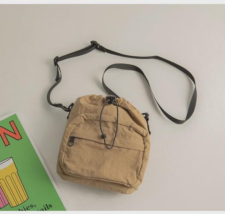 Сумка-мессенджер из нейлона с завязками на шнурке в корейском стиле 2023 года — легкая, универсальная летняя женская сумка через плечо