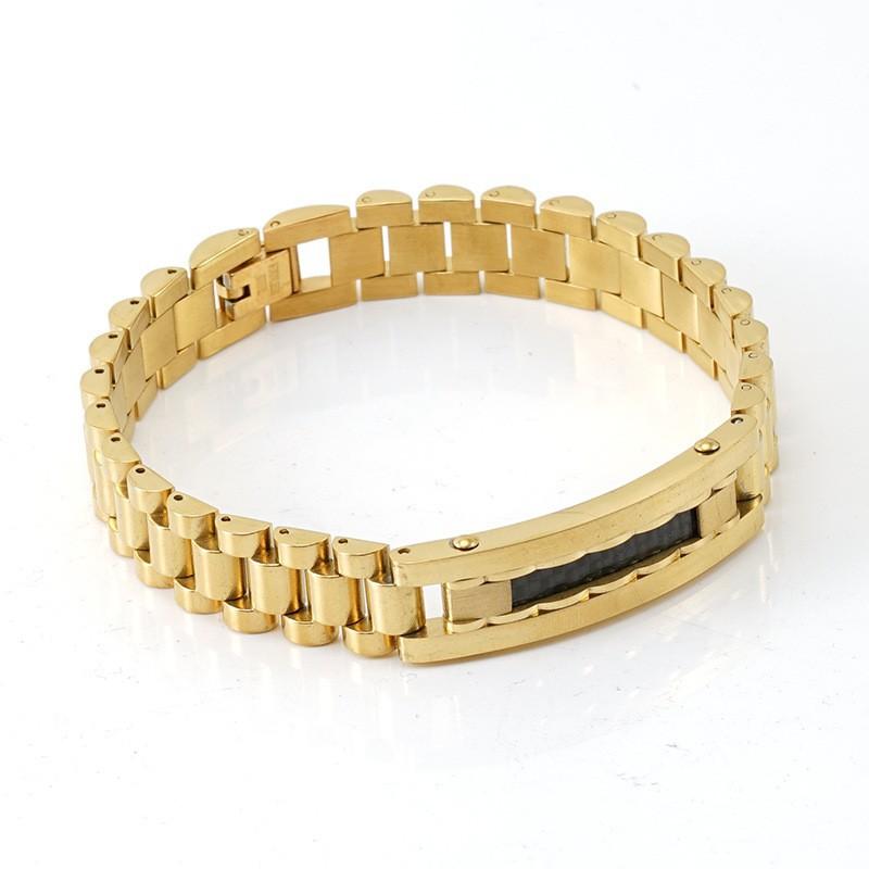 Модный мужской браслет из нержавеющей стали, персонализированная цепочка для часов, мужская бижутерия из титановой стали 18 карат