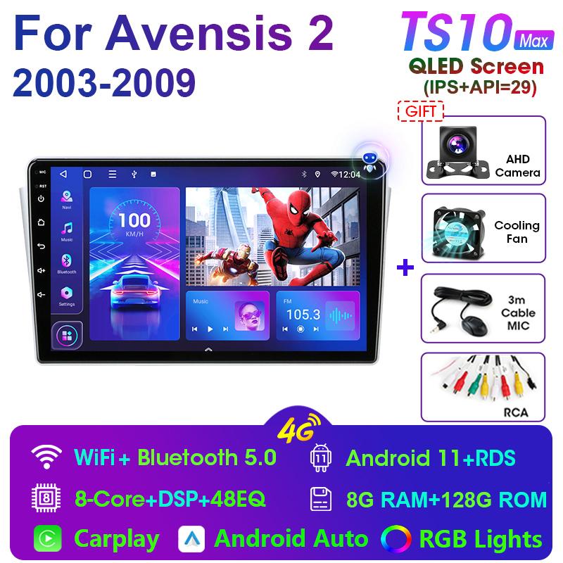 2 Din Android 11 автомобильное радио для Toyota Avensis T250 2 II 2003-2009 Мультимедийный видеоплеер Навигация GPS 4G Carplay Авто Стерео