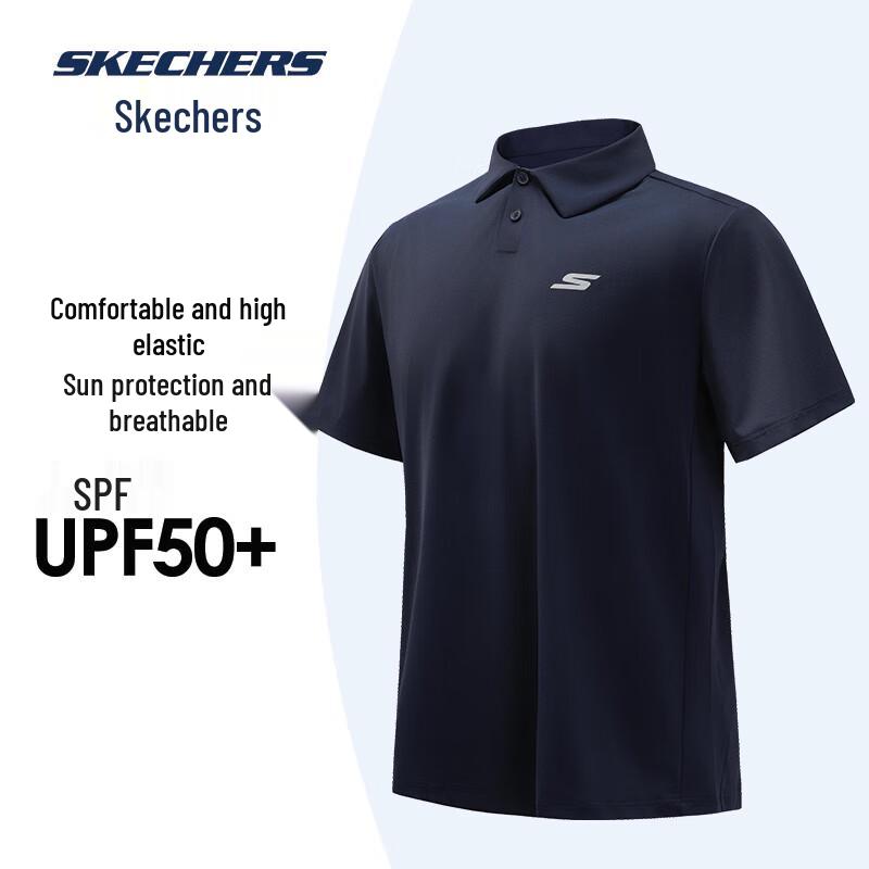 Skechers Мужская футболка-поло с коротким рукавом для защиты от солнца