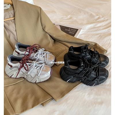 Секунды волос~ Су Иинь вырастает на 6 см в высоту~ Осень и зима ретро мандариновая утка на платформе повседневные папины кроссовки женские спортивные туфли