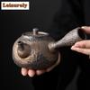 200ml Japanese Gilt Iron-glazed Teapot Solid Wood Handle Filter Tea Pot Retro Pottery Tea Maker Chinese Cha Tea Set Accessories