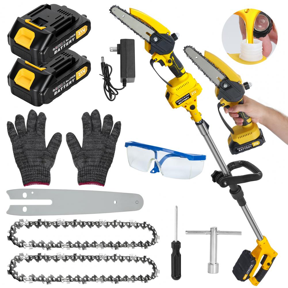 Portable 2-in-1 Cordless Pole Saw, Brushless Electric Chain Saw With 2×1.5Ah Battery, 5.9ft Extendable Reach For Tree Trimming